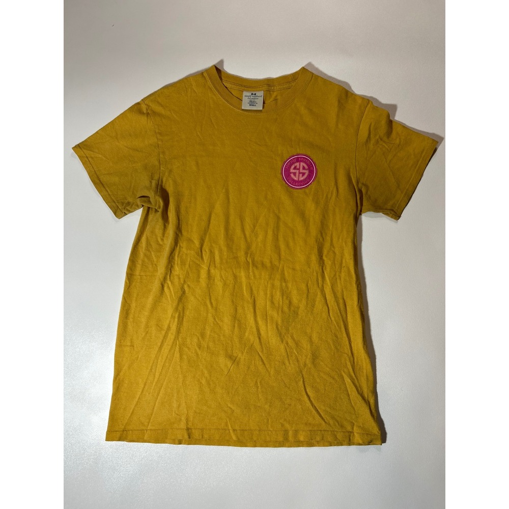 Simply Southern T-Shirt Womens Small Yellow Excellent Take It Slow Sloth Graphic